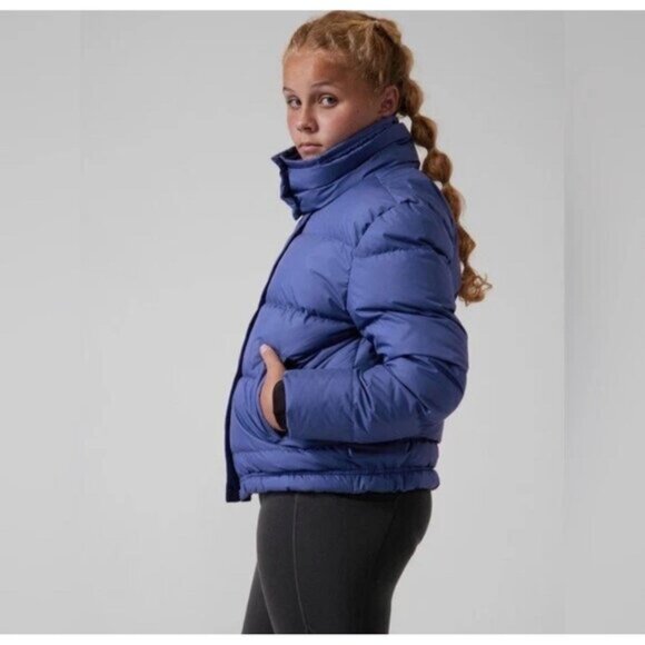 Athleta Girl‎ Sleigh All Day Down Puff Jacket In Damask Blue Size L/12 Winter - Picture 2 of 16
